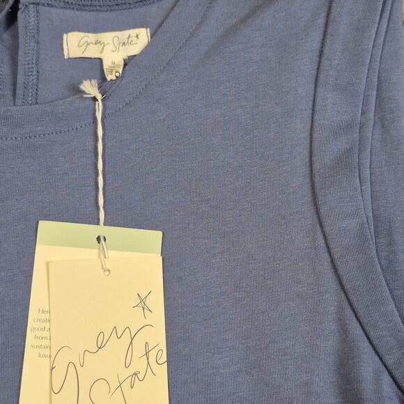 Anthropologie Grey State Kalila Dress Medium Blue Sleeveless Knot Slit Front - Picture 8 of 8